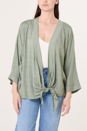 Front Knot Linen Kimono