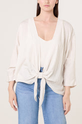 Front Knot Linen Kimono