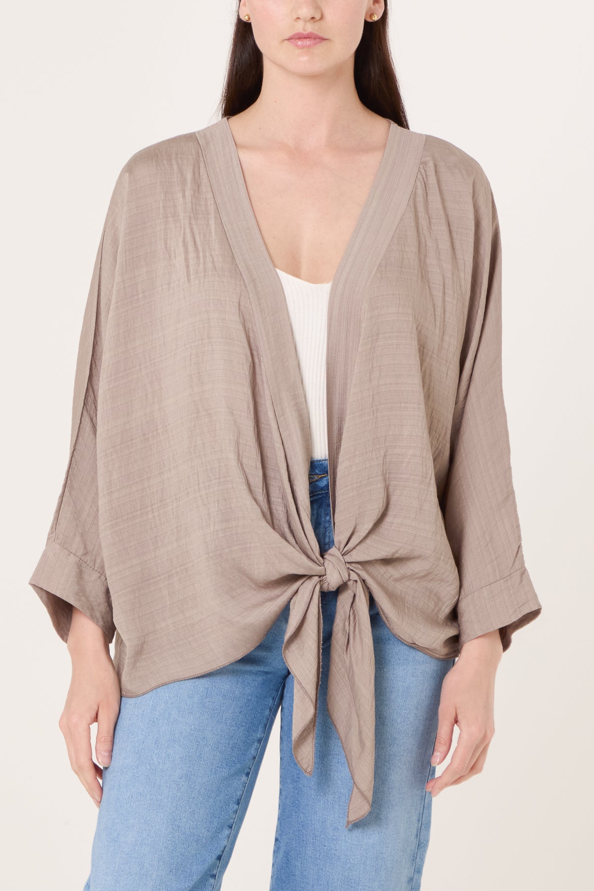 Front Knot Linen Kimono