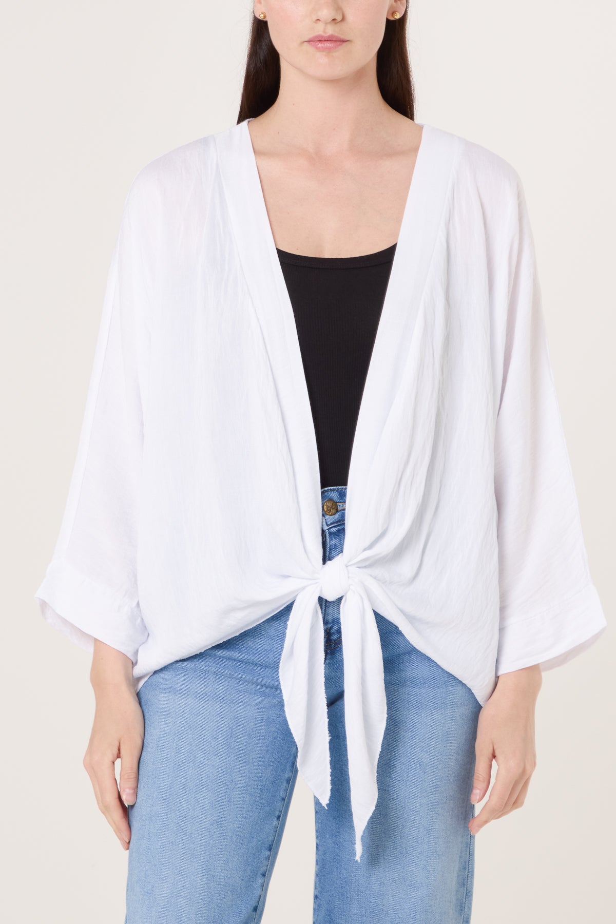 Front Knot Linen Kimono