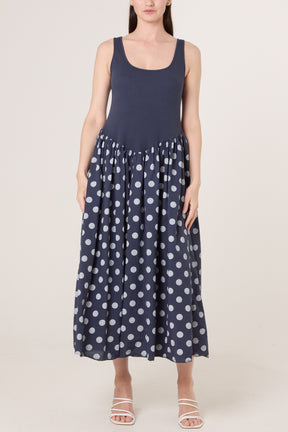 Polka-Dot Vest Midi Dress