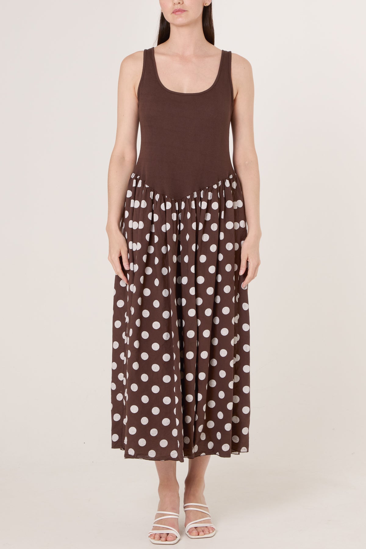 Polka-Dot Vest Midi Dress