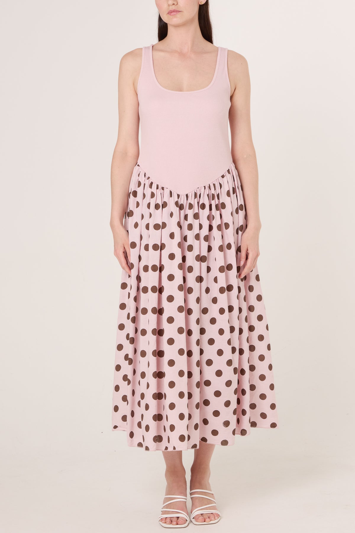 Polka-Dot Vest Midi Dress