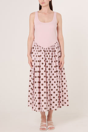 Polka-Dot Vest Midi Dress