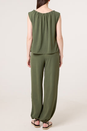 Studded Sleeveless Top & Balloon Trouser