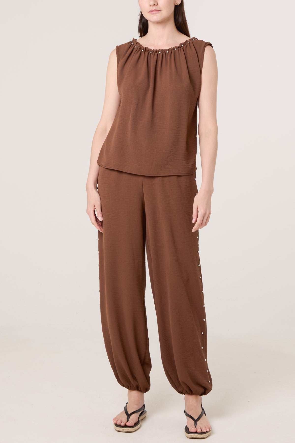 Studded Sleeveless Top & Balloon Trouser