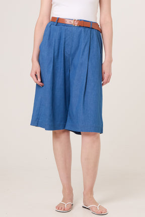Belted Cotton Bermuda With Pockets