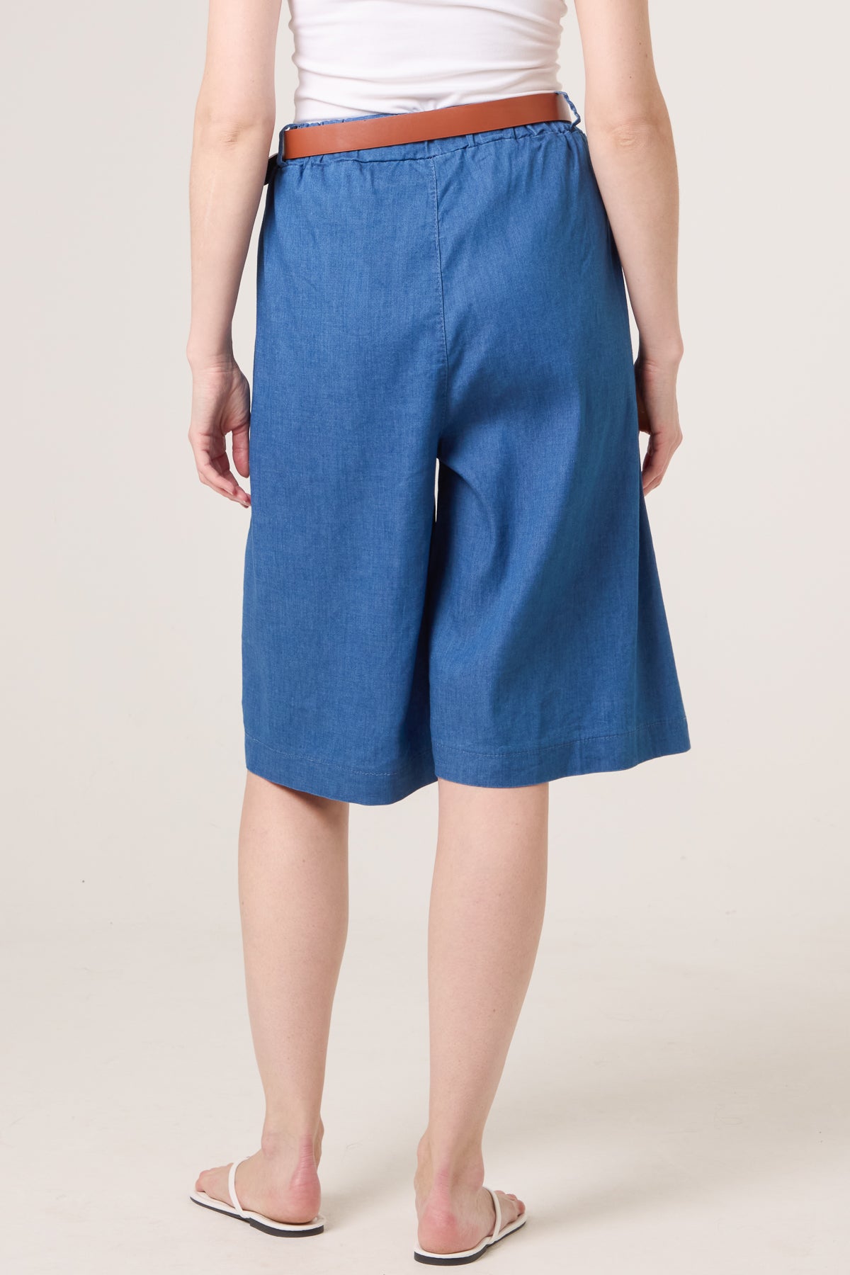 Belted Cotton Bermuda With Pockets