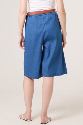 Belted Cotton Bermuda With Pockets