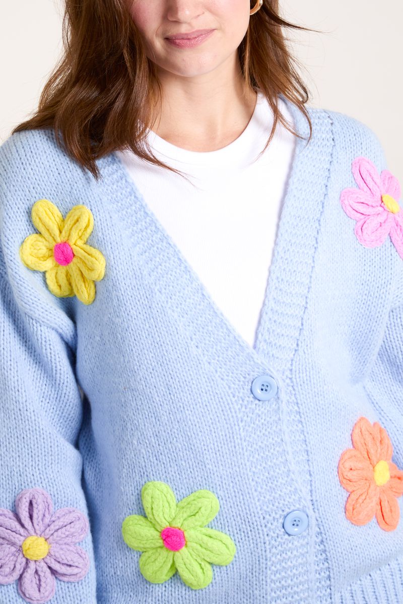 Multi Colour Flower Knit Cardigan