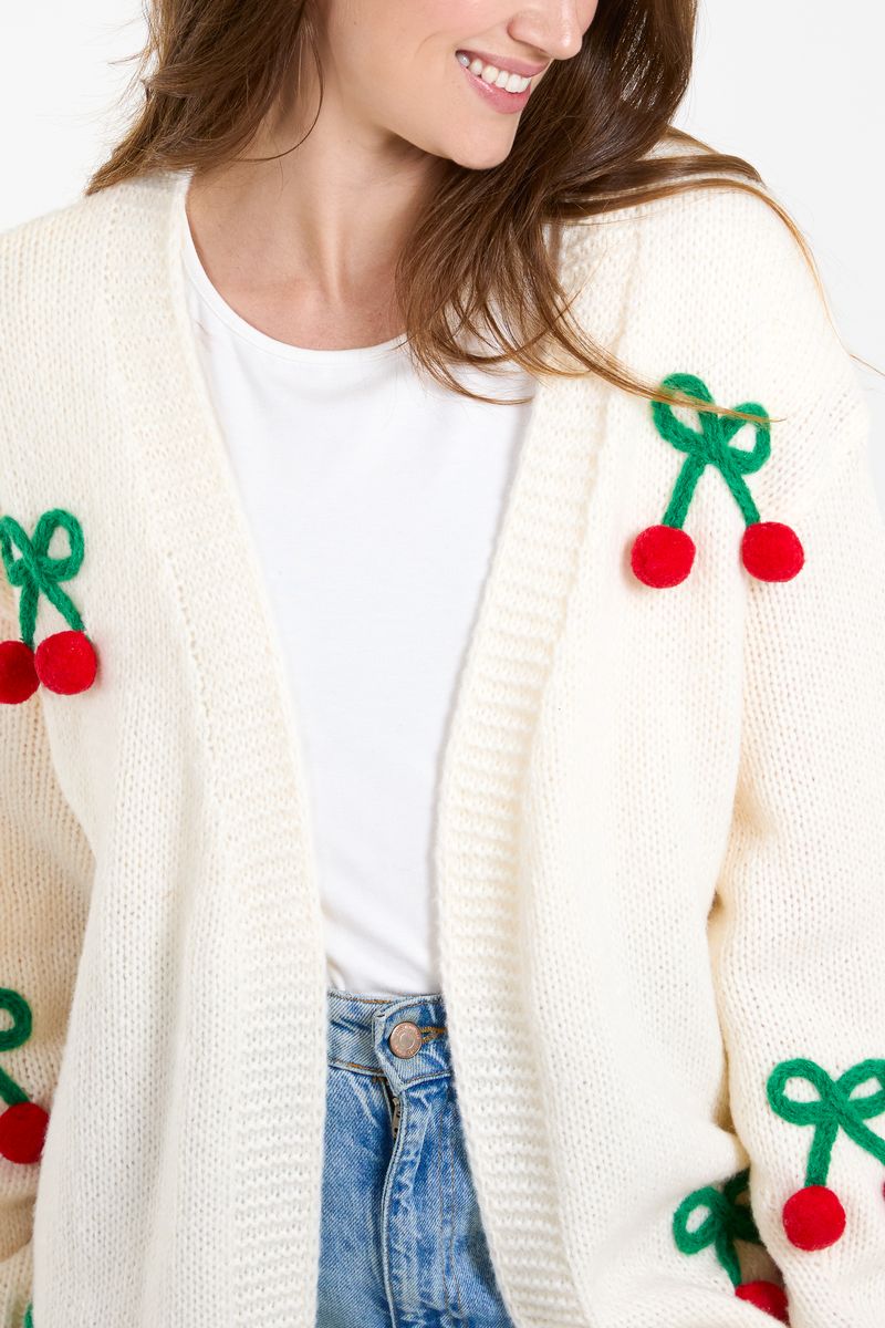 Cherry Embroidery Knit Cardigan