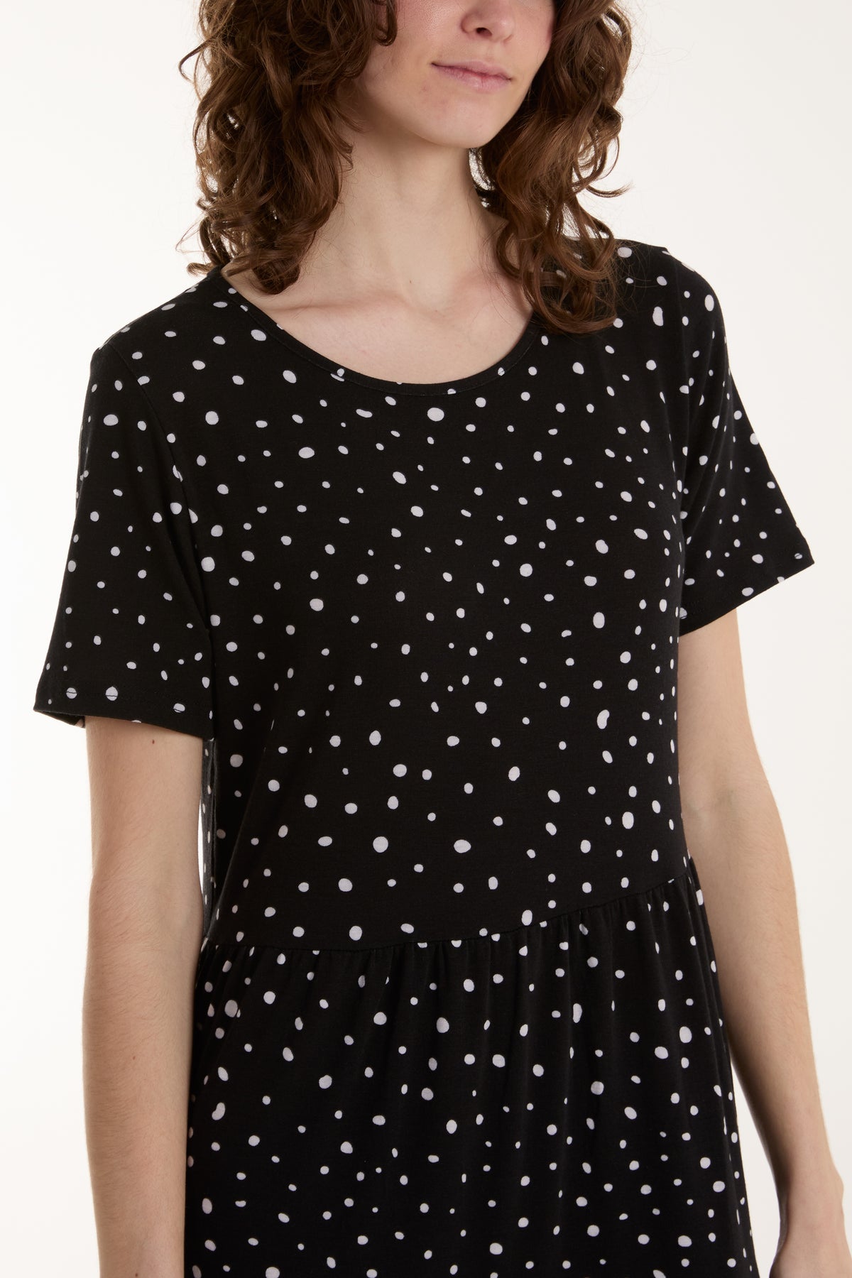 Spotty Tiered Smock Midi Dress