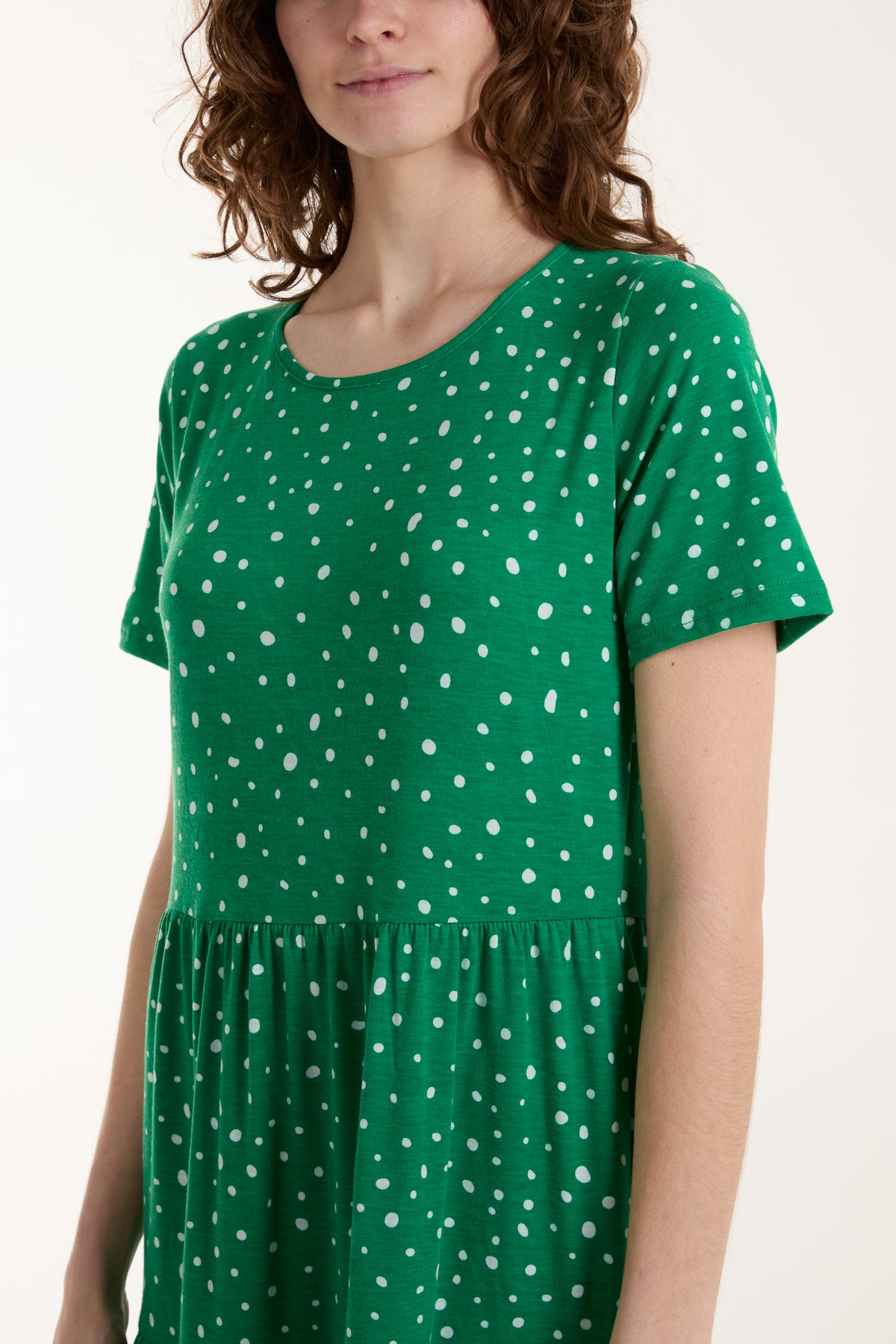 Spotty Tiered Smock Midi Dress