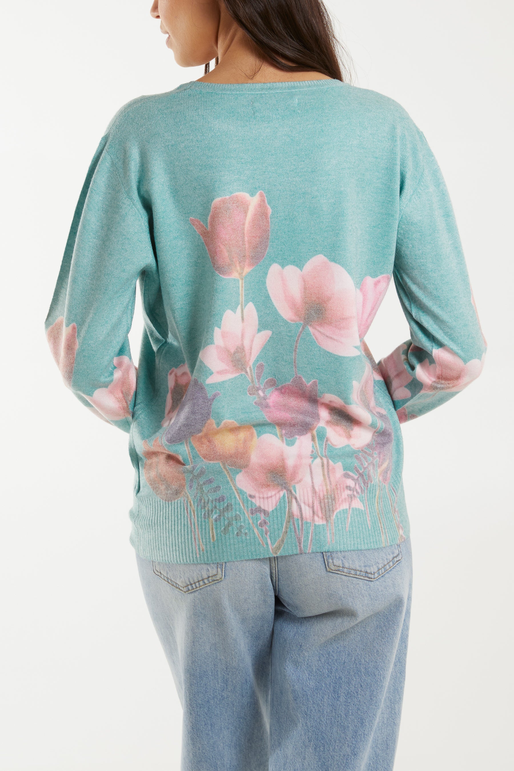 Diamante Bright Floral Patterned Jumper