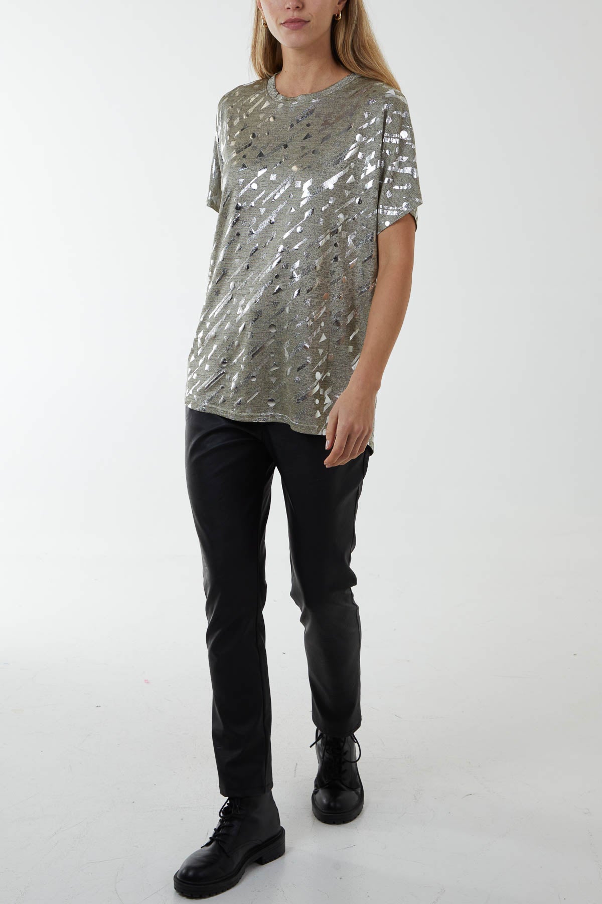 Foil Geo Abstract Oversized Top