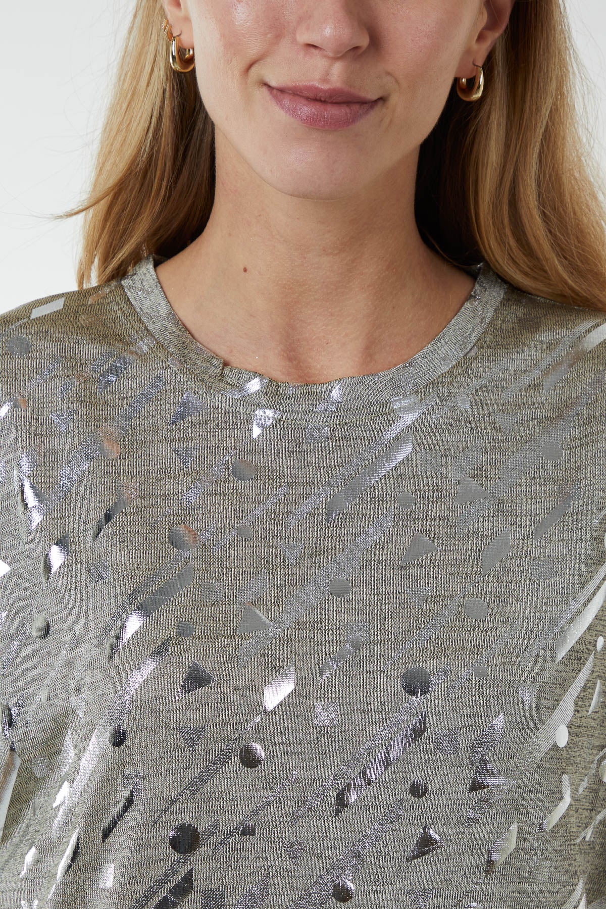 Foil Geo Abstract Oversized Top