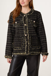 Fluffy Sparkle Knit Pearl Pocket Cardigan