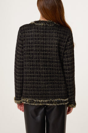 Fluffy Sparkle Knit Pearl Pocket Cardigan