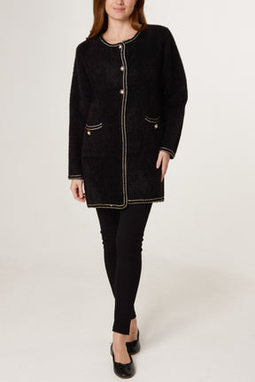 Pearl Button Longline Knit Cardigan