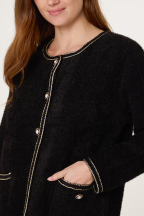 Pearl Button Longline Knit Cardigan