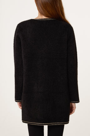 Pearl Button Longline Knit Cardigan