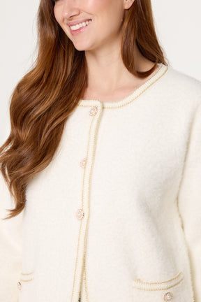 Pearl Button Longline Knit Cardigan