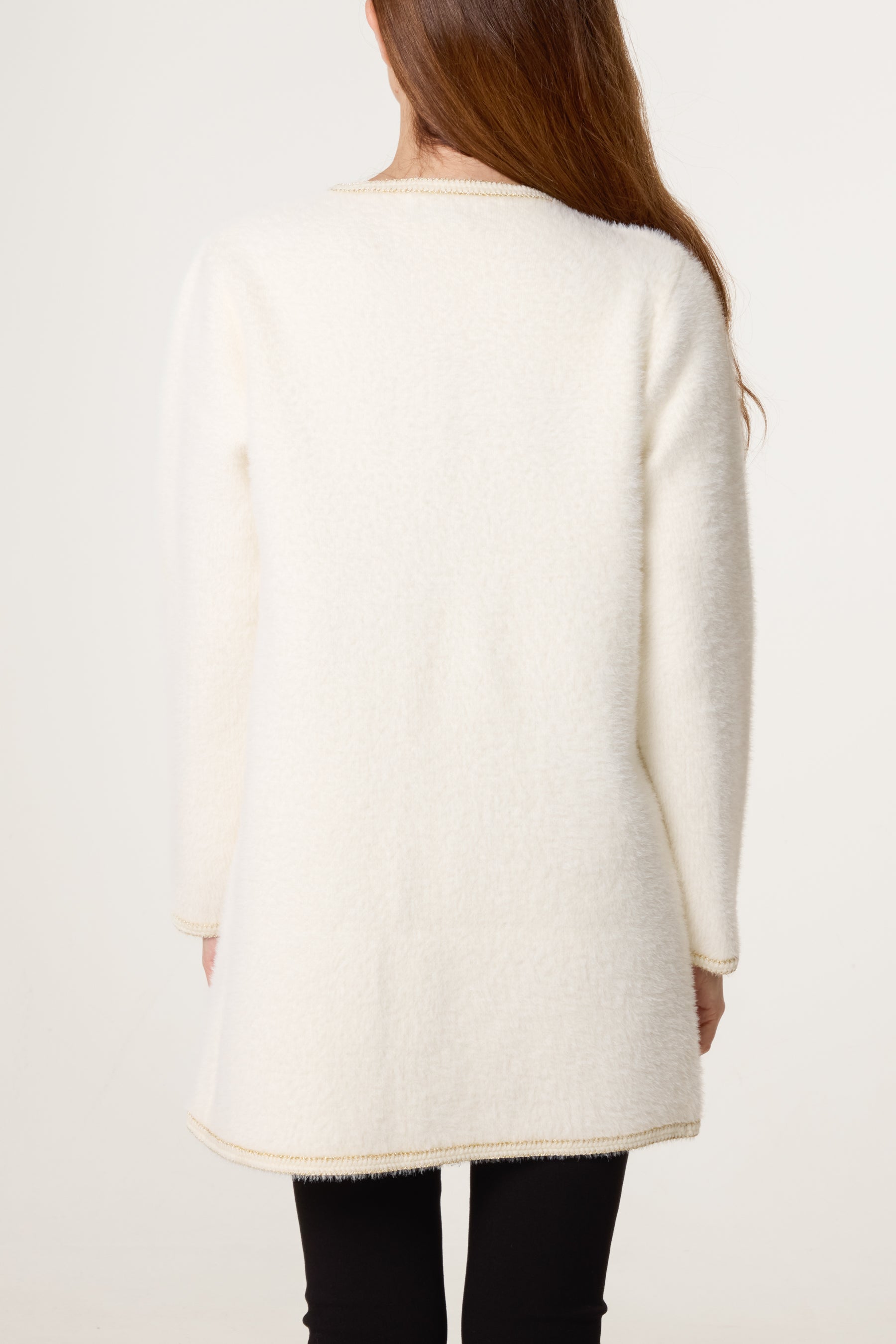 Pearl Button Longline Knit Cardigan