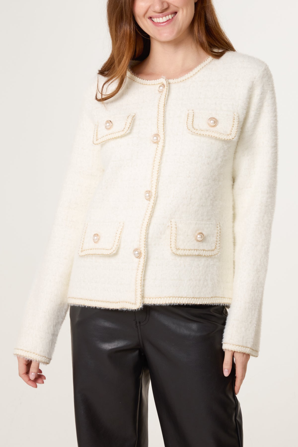 Pearl Button Knit Pocket Cardigan
