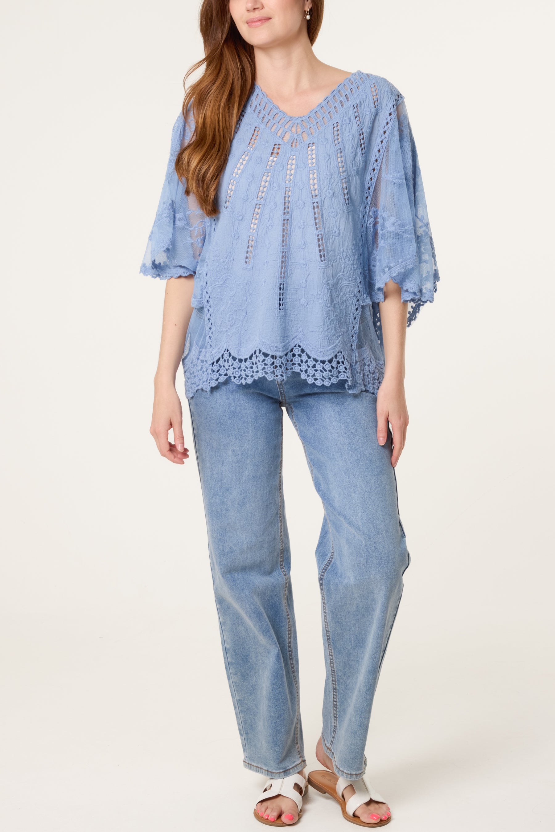 Lace & Crochet V-Neck Top