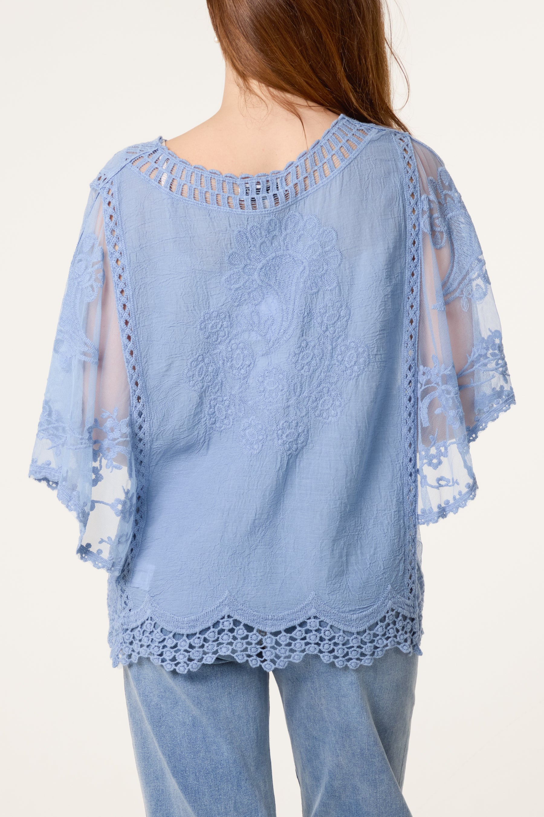Lace & Crochet V-Neck Top