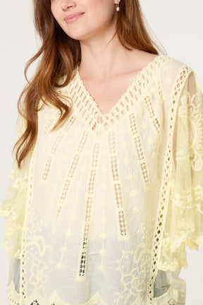 Lace & Crochet V-Neck Top