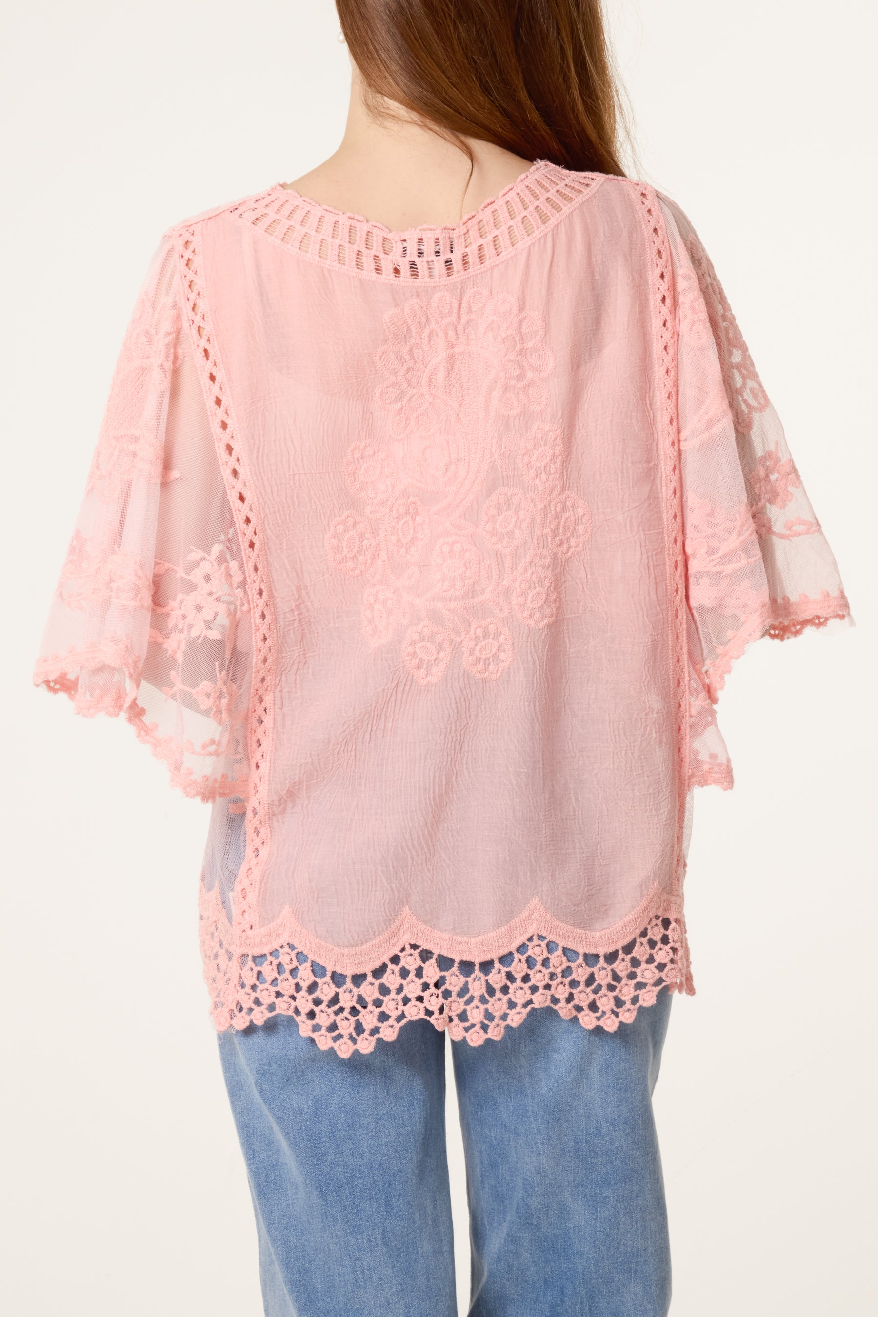 Lace & Crochet V-Neck Top