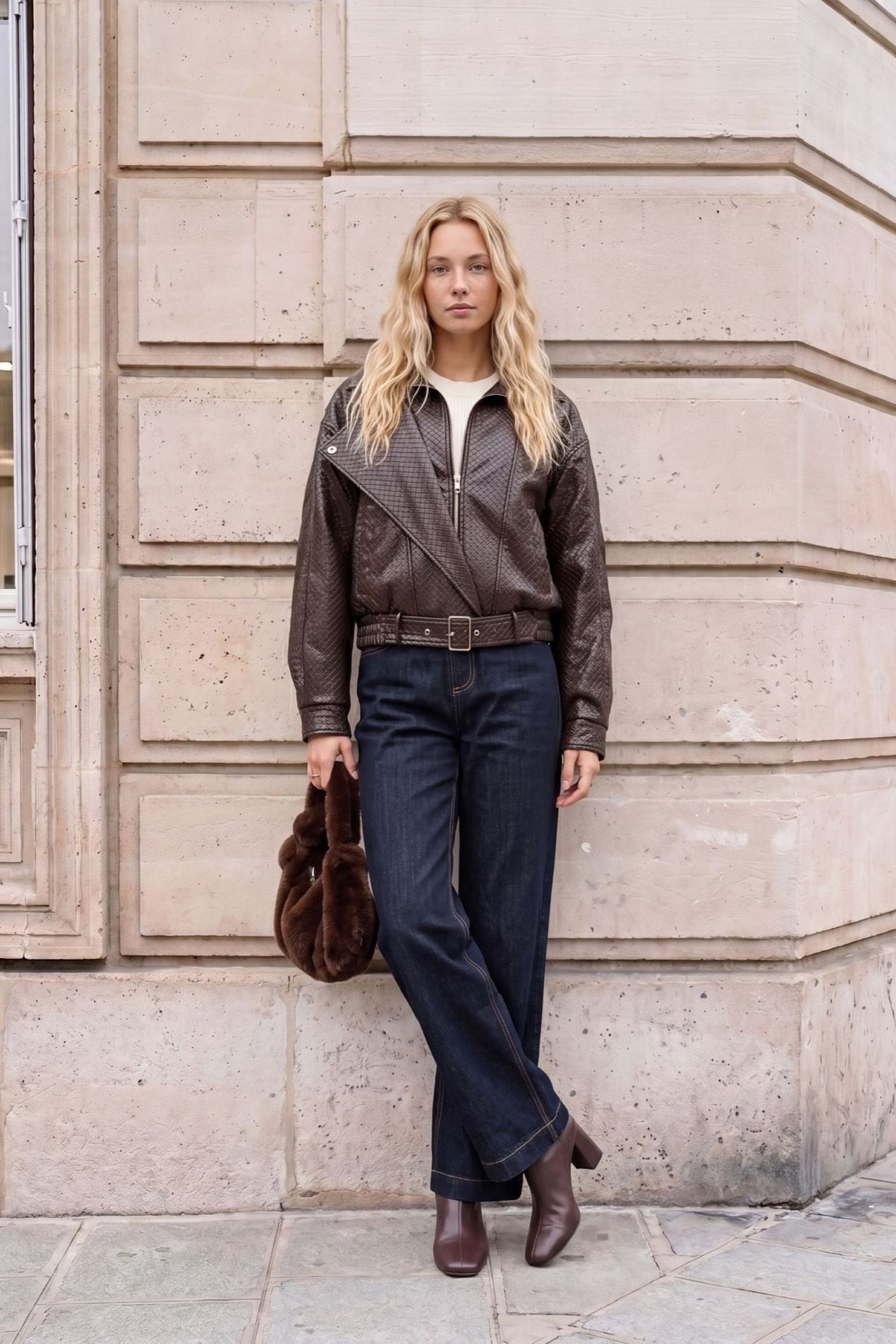 Textured PU Biker Jacket