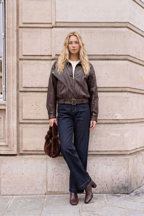 Textured PU Biker Jacket