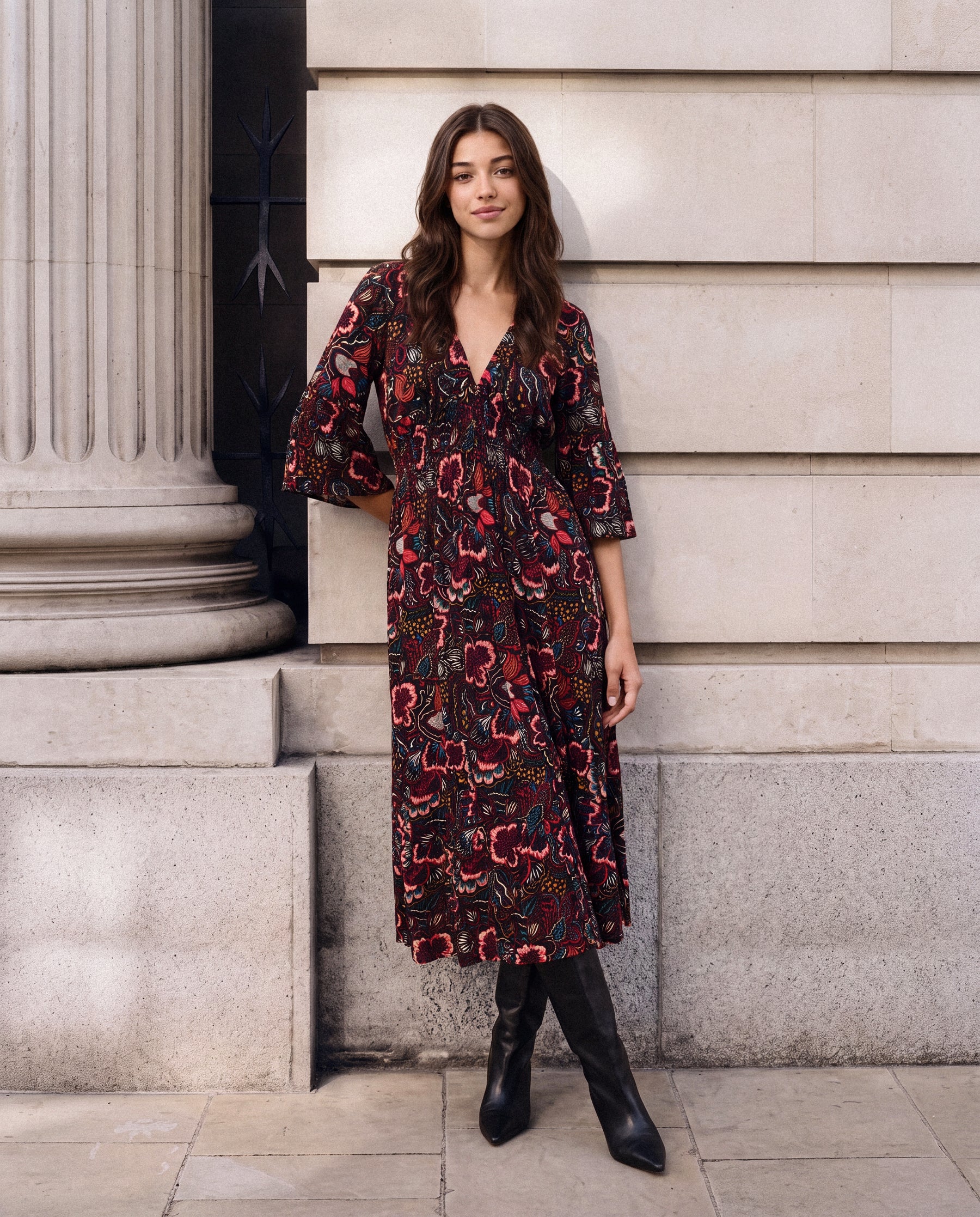 Bold Abstract Floral Print Magic Dress