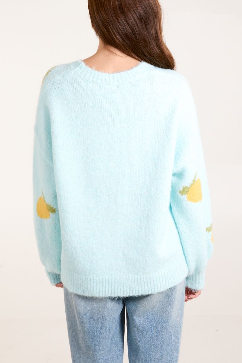 Crew Neck Lemon Fruit Knit Jumper