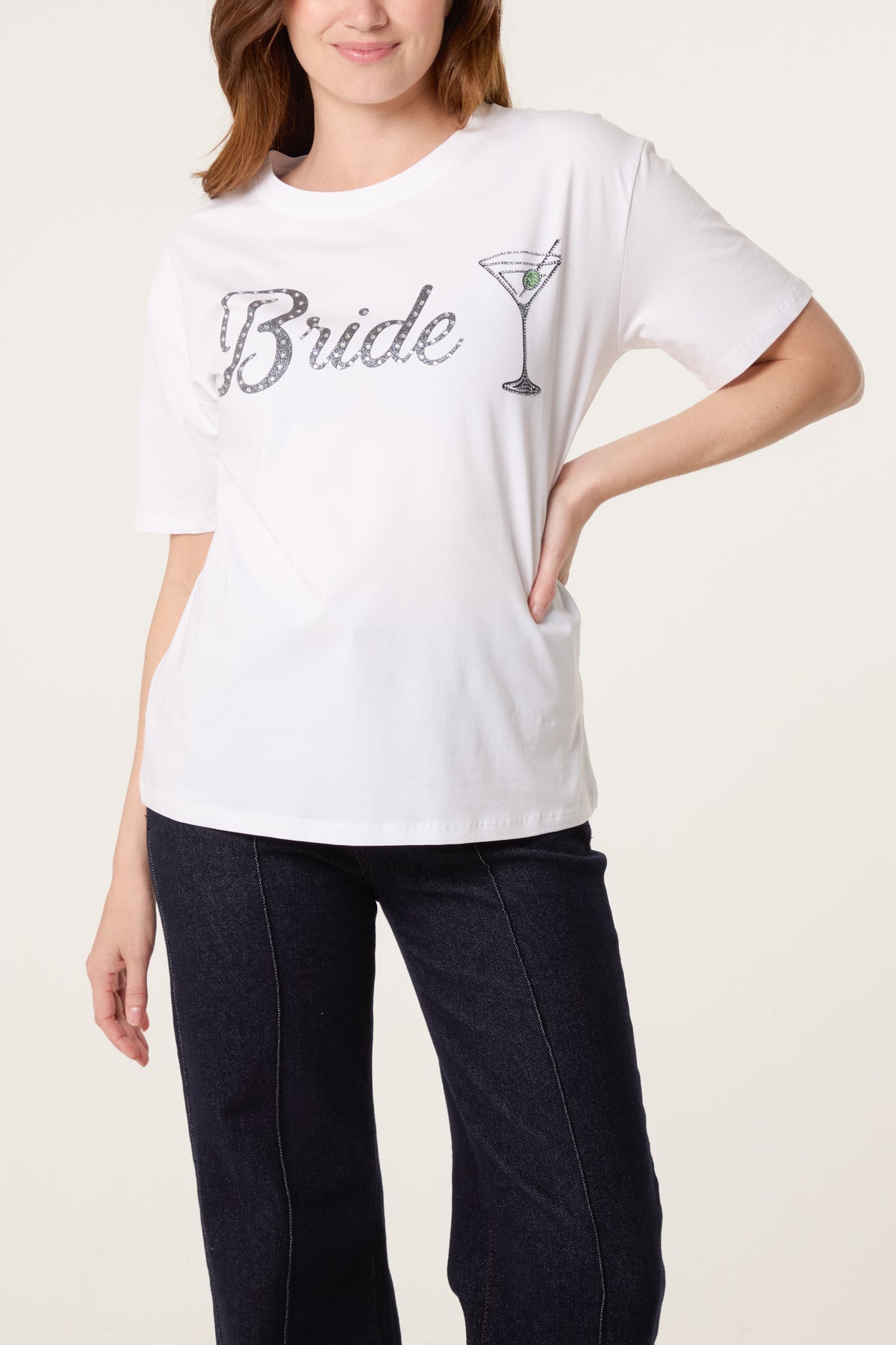 Embellished Bride & Martini T-Shirt