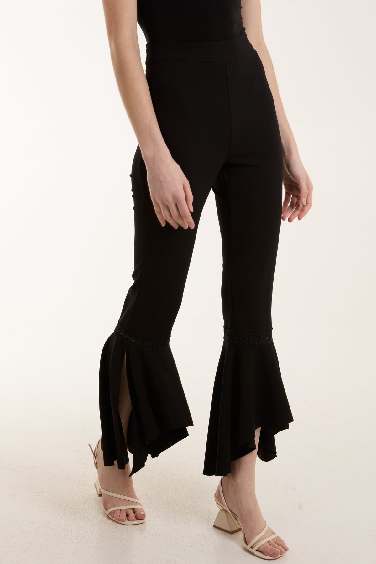 Fishtail Flares w/ Lace Insert Trousers