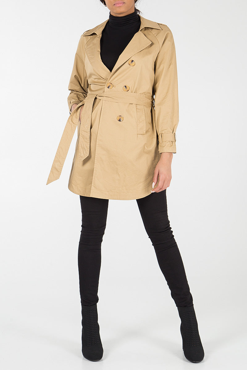 Double Breasted Belted Trench Jacket