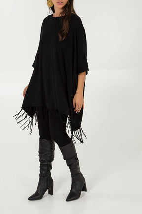 Longline Fringe Poncho