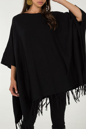 Longline Fringe Poncho