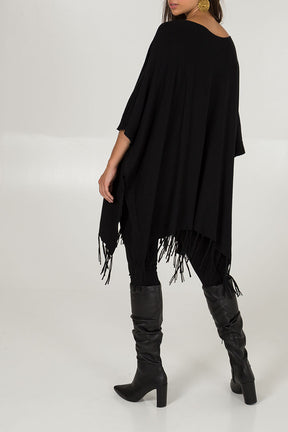 Longline Fringe Poncho