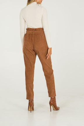 Cord Belted Paperbag Waisted Trousers