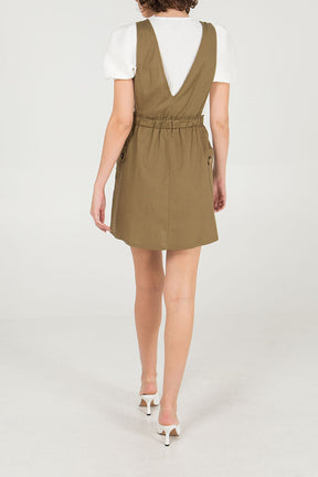 Button Front Dungarees Dress