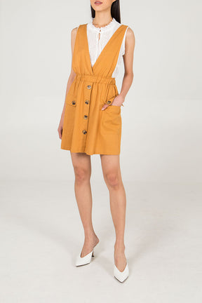 Button Front Dungarees Dress