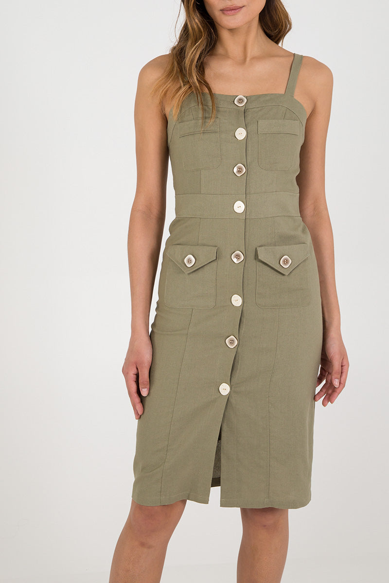 Pocket Cargo Midi Dress