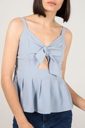 Tie Front Keyhole Peplum Vest