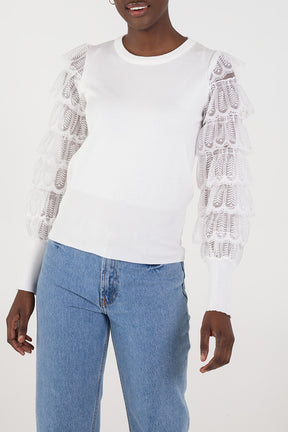 Tiered Lace Sleeve Jumper