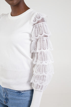 Tiered Lace Sleeve Jumper