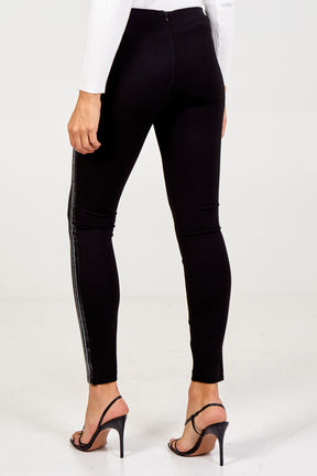 Embellished Side Stripe Back Zip Legging